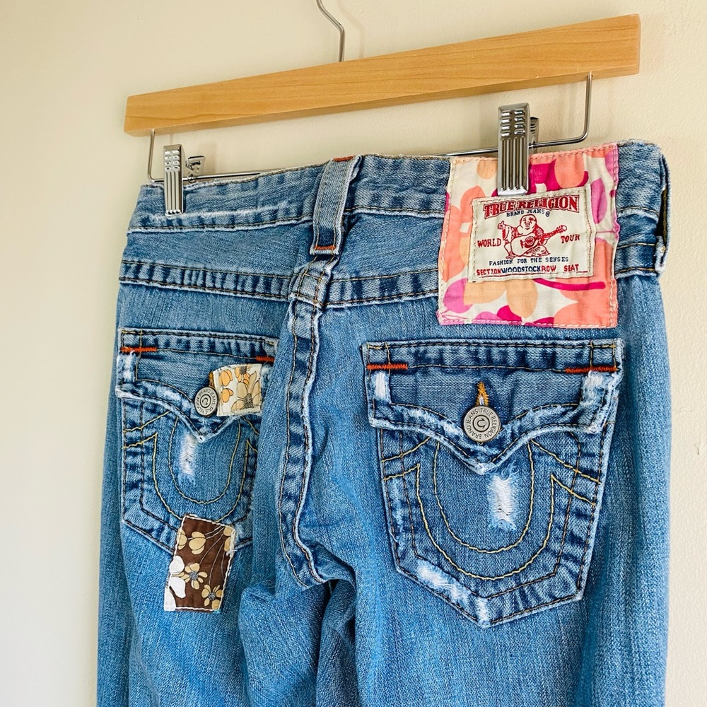 True Religion Vintage Woodstock Joey  Camo Patchwork Flare Jeans Size 26
